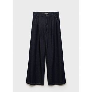 MANGO - Wide leg pleated jeans dark blue - 6 - Woman